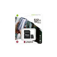 Cartão Memória Kingston Canvas Select Plus C10 A1 UHS-I microSDXC 512GB + Adaptador SD